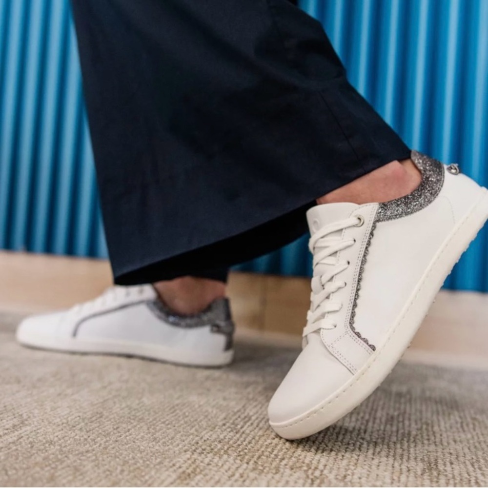 Shapen barefoot white sneakers leather glitter